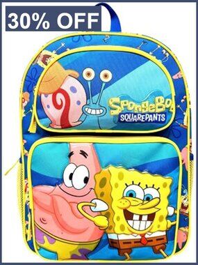 SpongeBob Cargo Backpack - Large School Backpack with Multiple Pockets